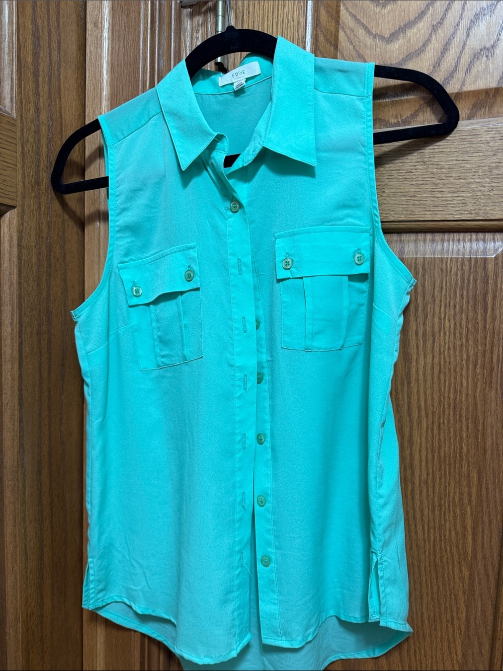 edge Turquoise Sleeveless Button-Down Utility Top